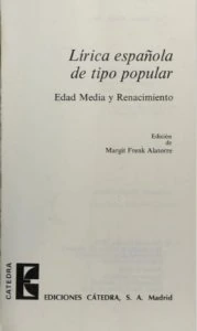 Lírica hispánica de tipo popular : Edad Media y Renacimiento