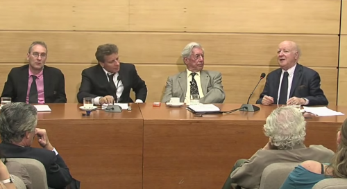 Mario Vargas Llosa y Jorge Edwards en el CEP. Con Christopher Domíneguez Michael, Sonia Montecino y Arturo Fontaine